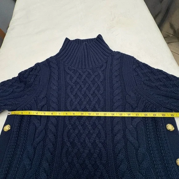 Tuckernuck Navy Striped Sankaty Cable Knit Chunky Nautical Sweater Size Large - Picture 12 of 13